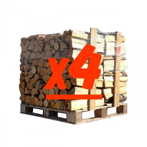 Troncos de 50 cm: 4 palets – 2 de Roble Blanco + 2 de Haya/Caballo